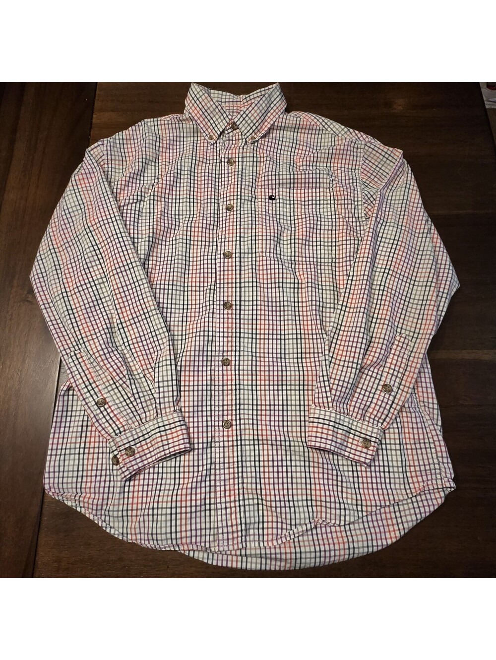 Carhartt Plaid Shirt Mens Large L Long Sleeve Button Down Checked Work Casual